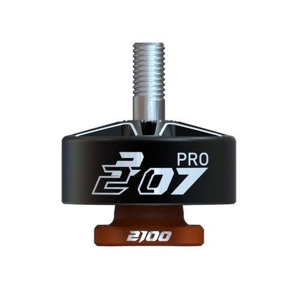 Black VCI 2207 PRO brushless FPV drone motor side profile showing 2207 PRO marking and 2100 base