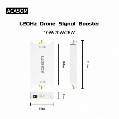 ACASOM 1.2GHz Drone Signal Booster - 10W 20W 25W Signal Amplifier Image Transmission Range Extender