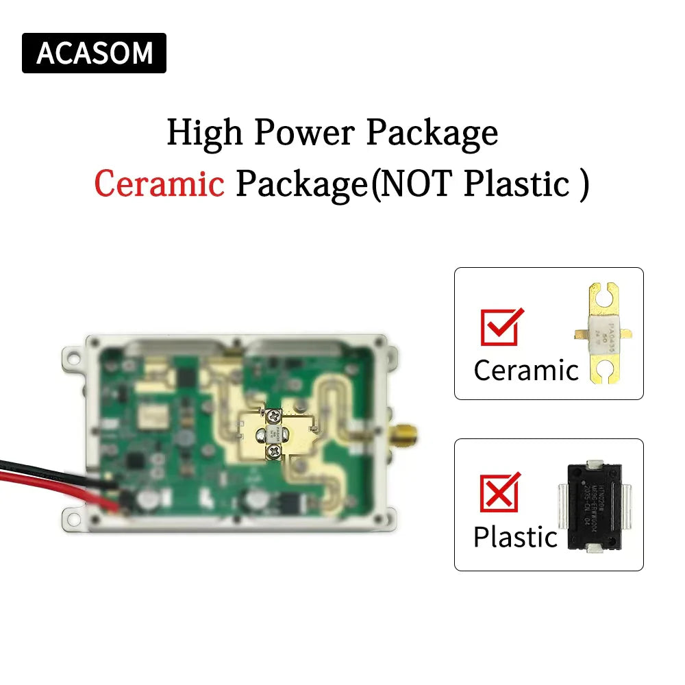 The ACASOM 1100M GaN Jammer has a high-power ceramic package, unlike others that use plastic.