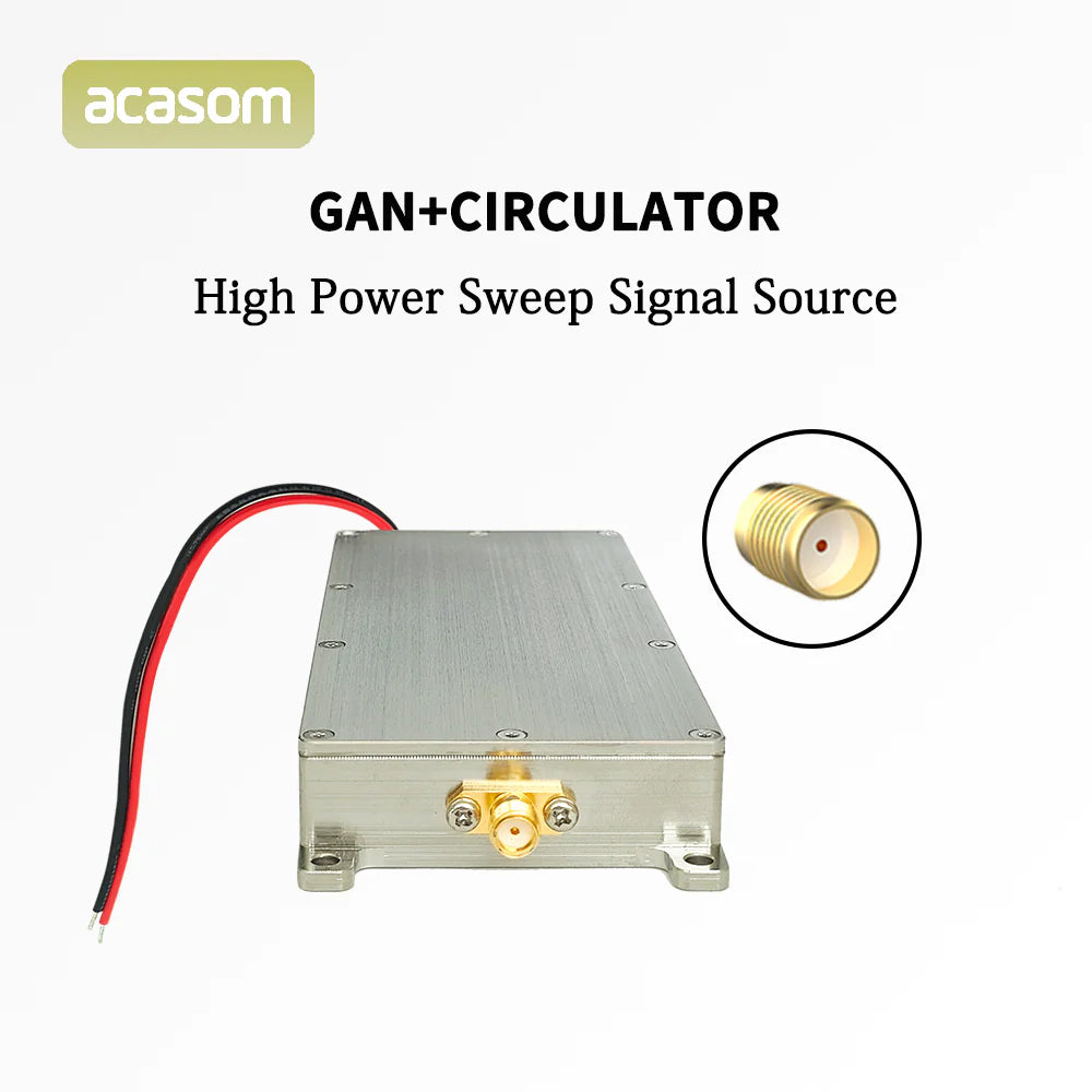 ACASOM signal source generates high power sweep signals to block drone FPV and jam frequencies at various powers.