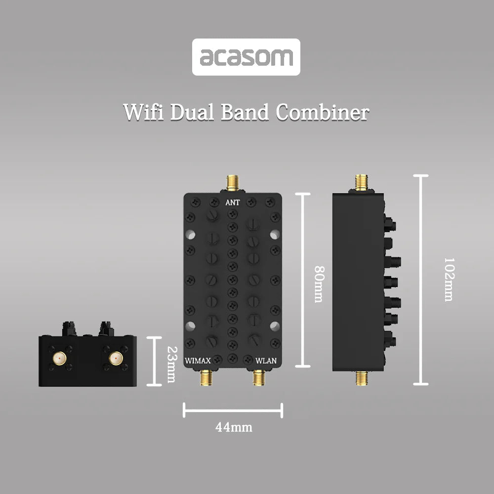 ACASOM 2.4G/5.8GHz SMA Duplexer, ACASOM WiFi combiner antenna for 2.4GHz and 5.8GHz SMA