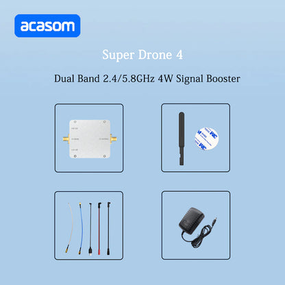 ACASOM introduces a dual band range extender amplifier for drones, boosting signal strength and offering four super modes for enhanced coverage.