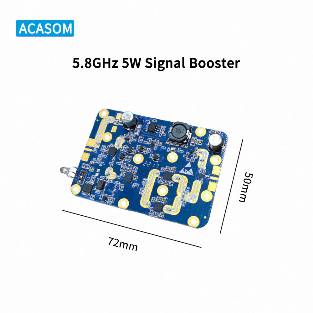 ACASOM Dual Frequency Drone Booster, Package includes dual band signal amplifier PCBA for 2.4GHz and 5.8GHz frequencies.