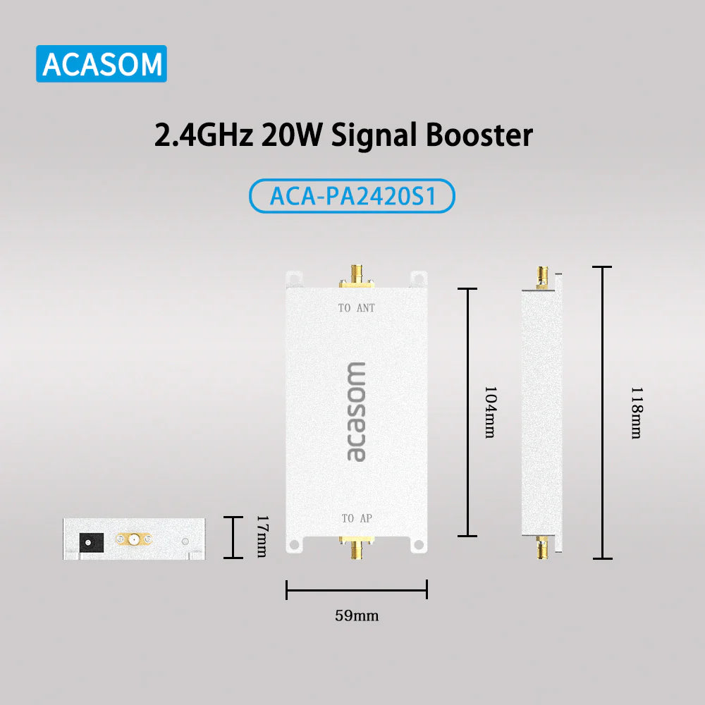 ACASOM 2.4GHz Drone Booster, ACASOM 2.4GHz 20W drone signal booster amplifies signals up to 7 kilometers.