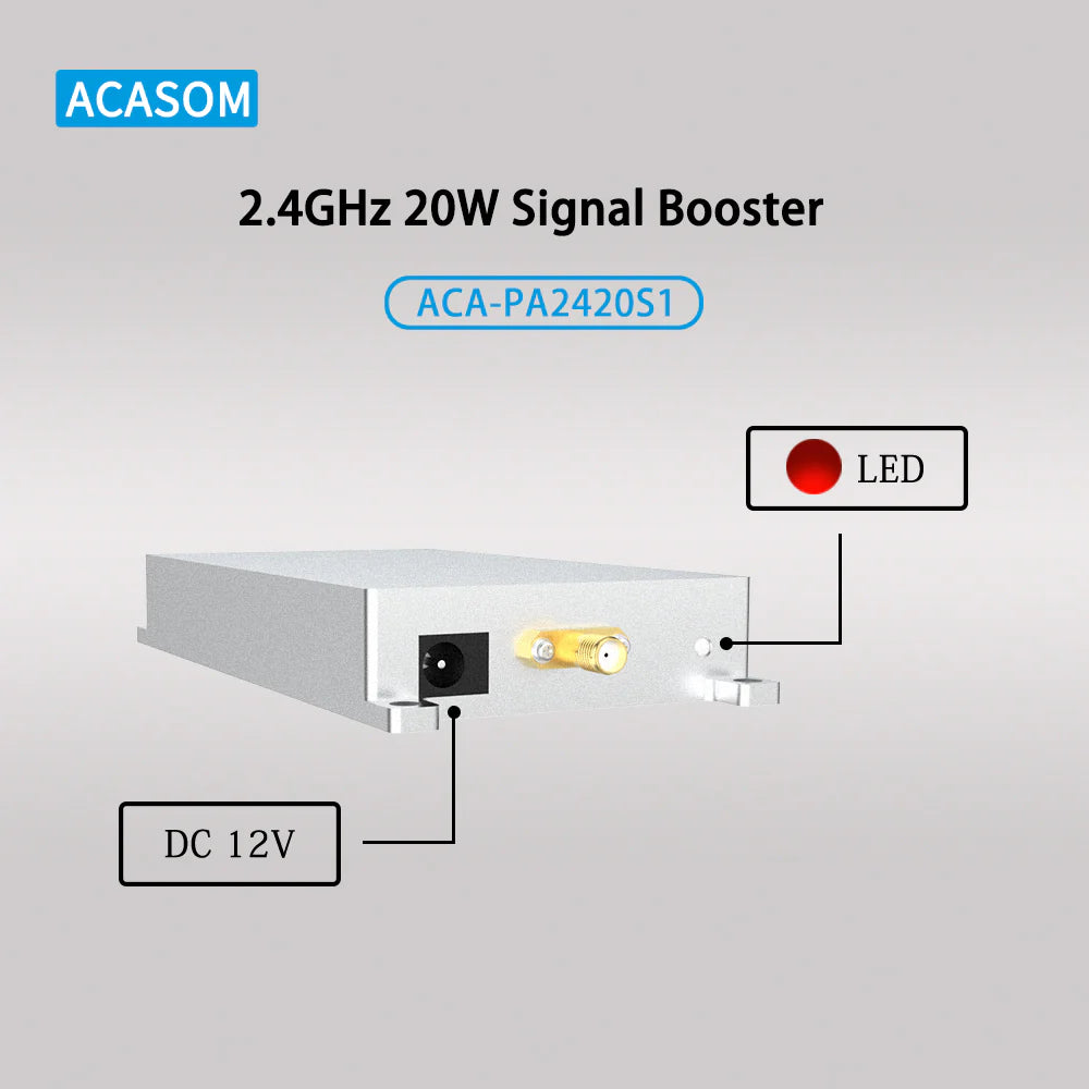 ACASOM 2.4GHz Drone Booster, Boost 2.4GHz drone signals with this amplifier to extend range and improve reception.