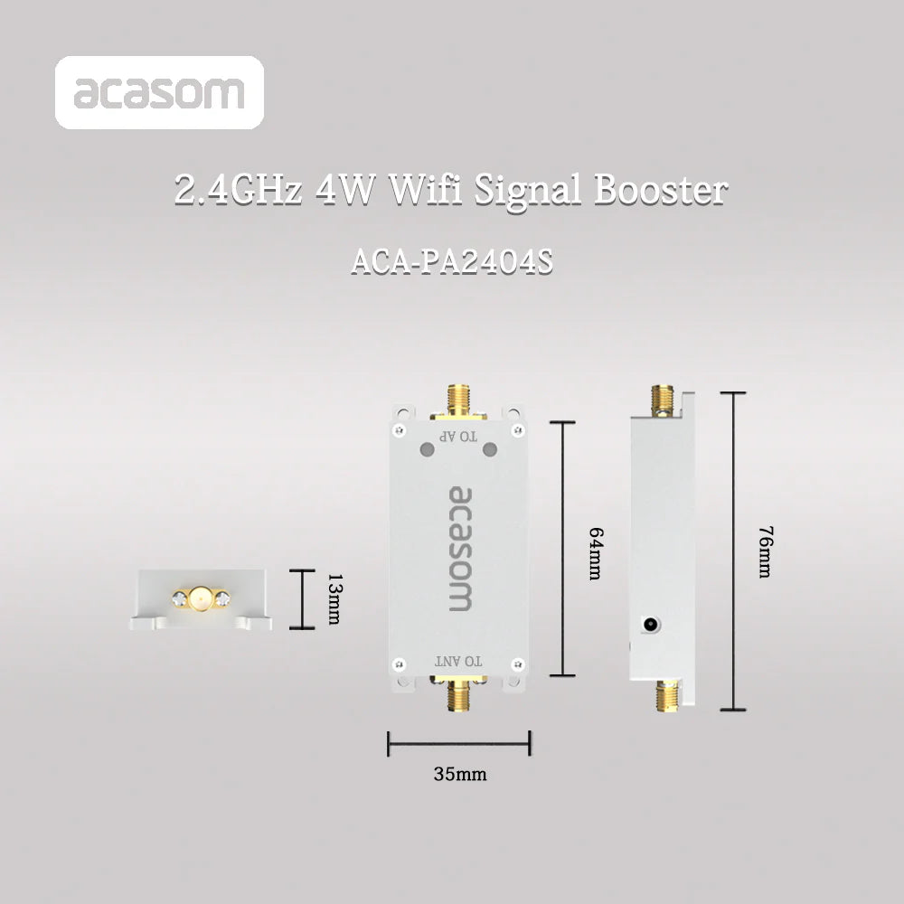 ACASOM 2.4GHz 4W Wifi Signal Booster, ACASOM 2.4GHz WiFi Signal Booster amplifies weak signals for reliable coverage in homes, offices, and outdoor spaces.