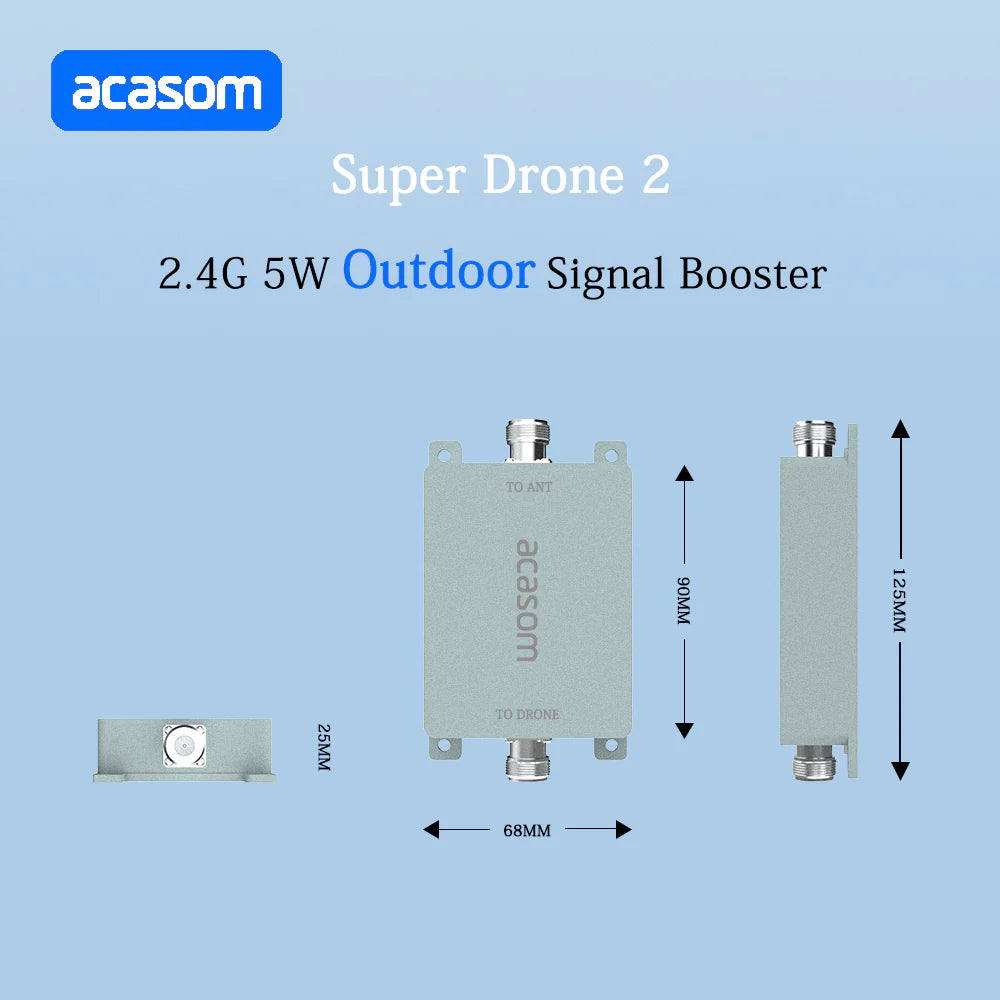 ACASOM Drone Signal Booster, Acasom Super Drone booster extends range up to 68mm with powerful antenna design, amplifying weak signals for clear video transmission.