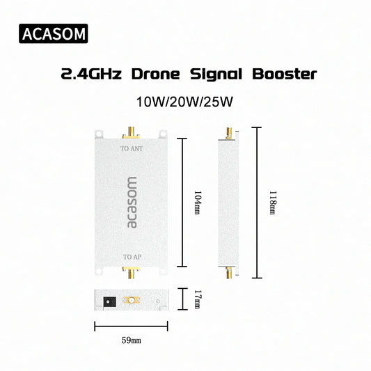 ACASOM 2.4GHz Drone Signal Booster - 10W 20W 25W Signal Amplifier Range Extender