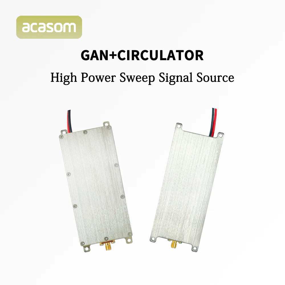 ACASOM GAN Drone Jammer, A high-power sweep signal source is used with an ACASOM GAN+ circulator for drone jamming.