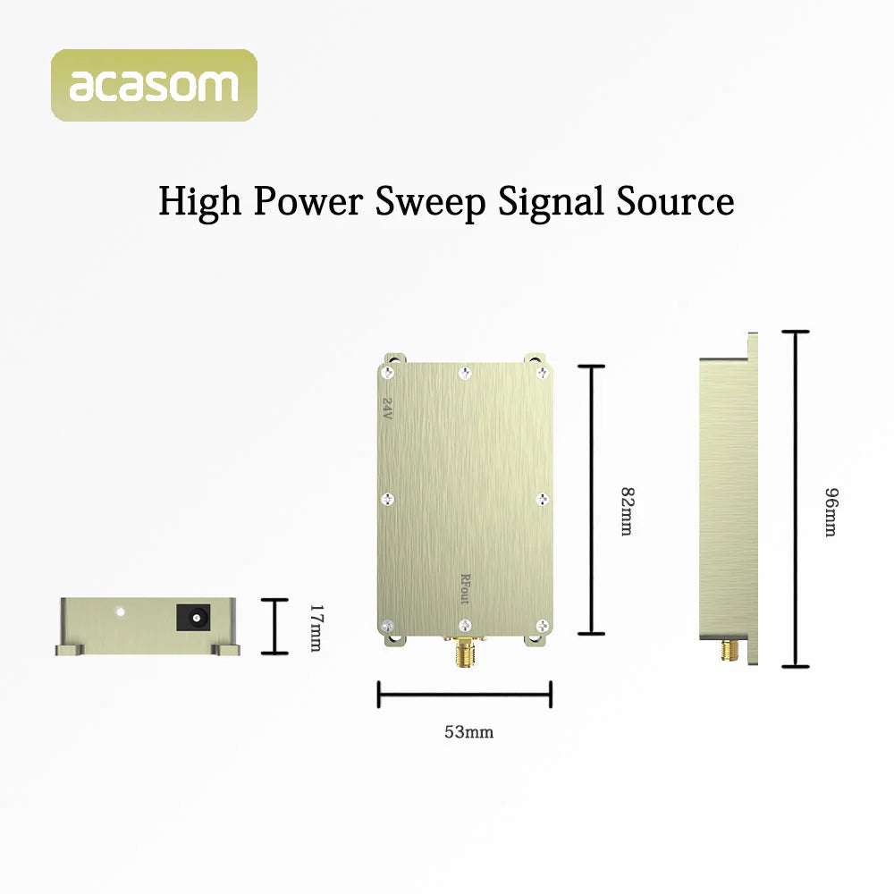 ACASOM VCO RF Module, A high-power sweep signal source module generates signals up to 3 GHz, with a compact size of 5.3 mm.