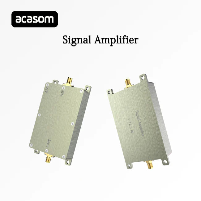 ACASOM 5.2GHz Drone Signal Amplifier, Power optimization achieves 47dBm output with 10-11dBm input and 37dB default gain.