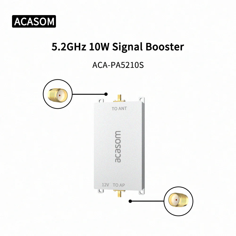 ACASOM 5.8G 5.2G Drone Signal Booster improves connectivity by amplifying weak drone signals and reducing signal loss.