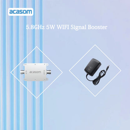 ACASOM 5.8GHz 5W Wifi Signal Booster, Boost Wi-Fi signal with ACASOM 5W amplifier, designed for drones and wireless applications.