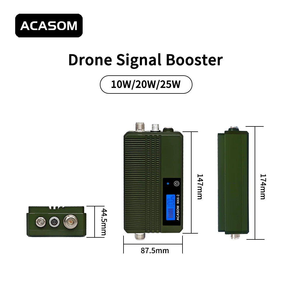 ACASOM MAX-2 1.2GHz Drone Signal Booster, Amplify drone connectivity up to 20W with ACASOM Max-2 1.2GHz booster for long-range flights.