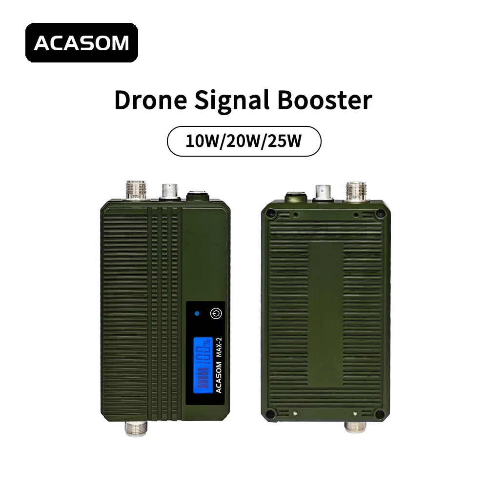 ACASOM MAX-2 5.2GHz Drone Signal Booster, Max-2 5.2GHz drone signal booster with 10W, 20W, and 25W signal amplifier for extended FPV image transmission range