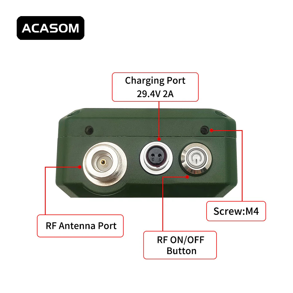 ACASOM Portable VIC-2 1100MHz-1300MHz 1.2G FPV Drone Jammer: 10W, 20W, 30W, 40W, 50W, 60W RF High Power Wireless Signal Sweep Signal Source for jamming unwanted signals from drones and other devices.