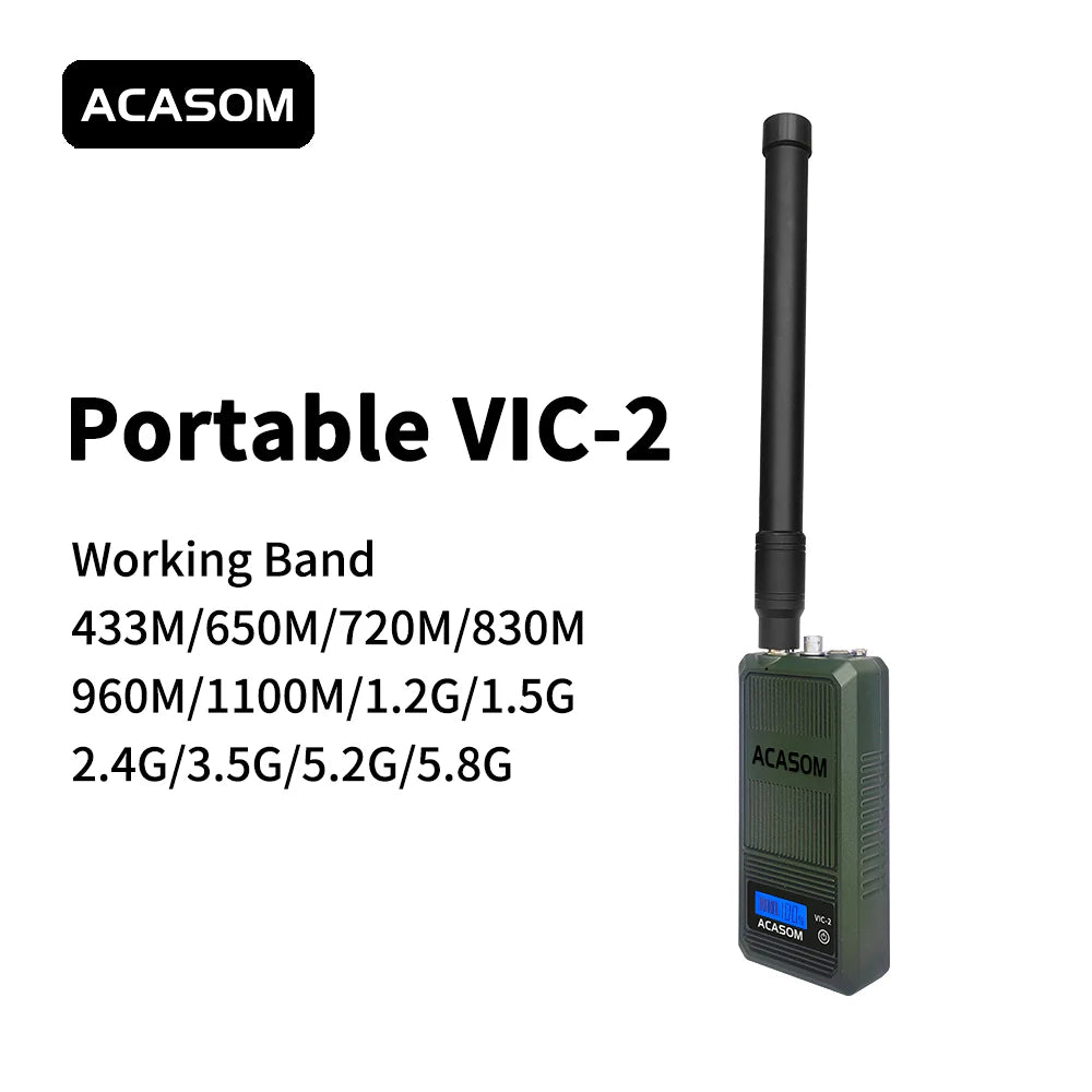 The ACASOM Portable VIC-2 is a portable drone jammer that covers various frequency bands.