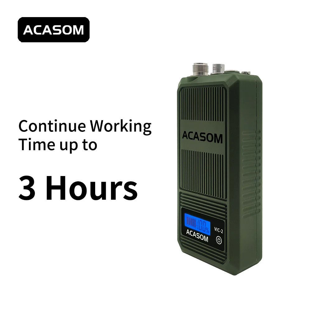 ACASOM Portable VIC-2 Jammer for 5G FPV drones, operates on 5150-5350MHz frequency range, and has a continuous working time of up to 3 hours.