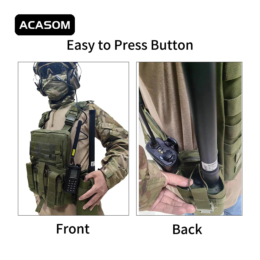 ACASOM portable jammer device minimizes drone interference on 5G frequencies, featuring easy-to-use controls for both front and rear operations.