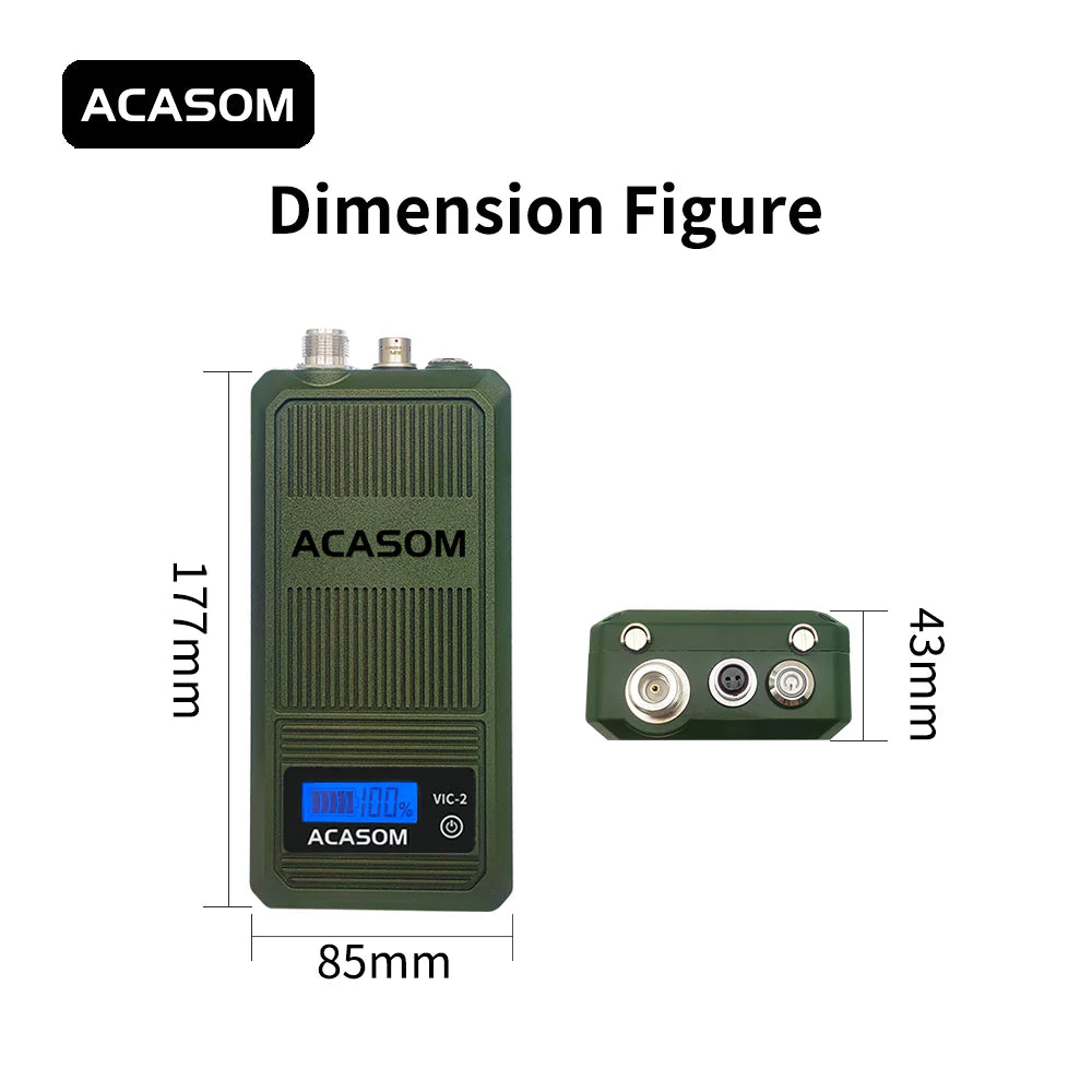 The ACASOM VIC-2 FPV Jammer has an image showing its dimensions: 17 cm figure and 85mm size.