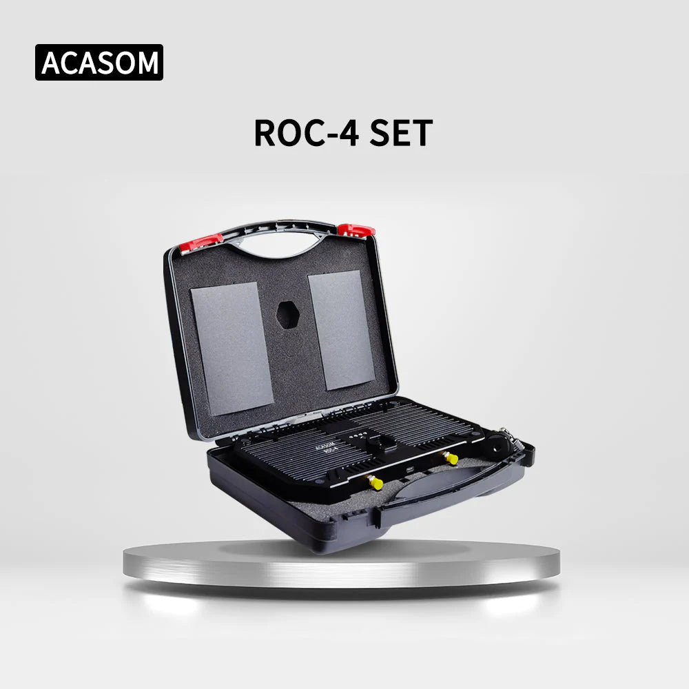 ACASOM ROC-4 Antenna, The ROC-4 has a Type-C charging port and four blue LED indicators for monitoring battery status and connectivity.