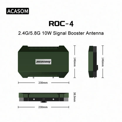 A dual-band signal booster antenna for 2.4G and 5.8G frequencies, with 10W power and 8000mAh battery.