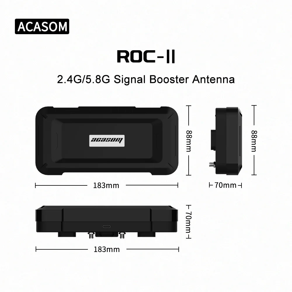 ACASOM ROC2 Drone WiFi Booster, ACASOM ROC-II signal booster antenna enhances drone WiFi connectivity with a range of 183mm and frequency between 7000-8000MHz.