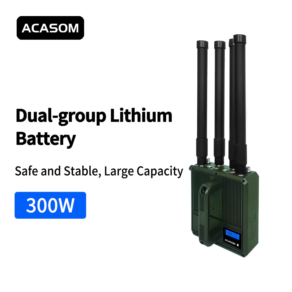 ACASOM Portable VIC-4, A portable drone jammer with 4 bands, covering various frequencies for reliable anti-drone protection.