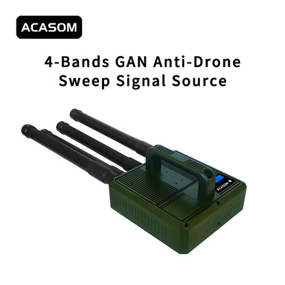 ACASOM Portable VIC-4, A portable drone jammer blocks unwanted signals on four frequencies: 900MHz, 1.5GHz, 2.4GHz, and 5.8GHz.