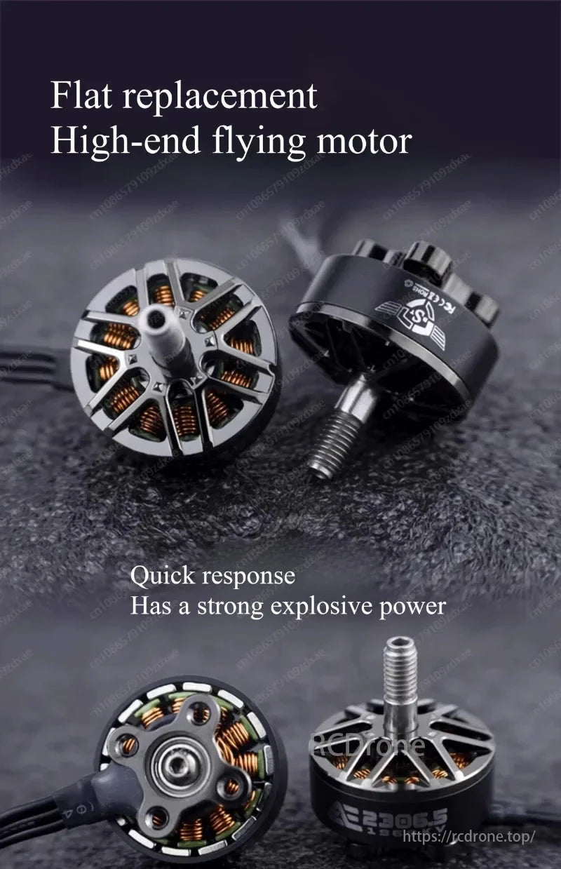 AE 2306.5 V2 1960KV 1860KV 6S Brushless Motor, High-end flat replacement motor for FPV racing drones with quick response and strong power.