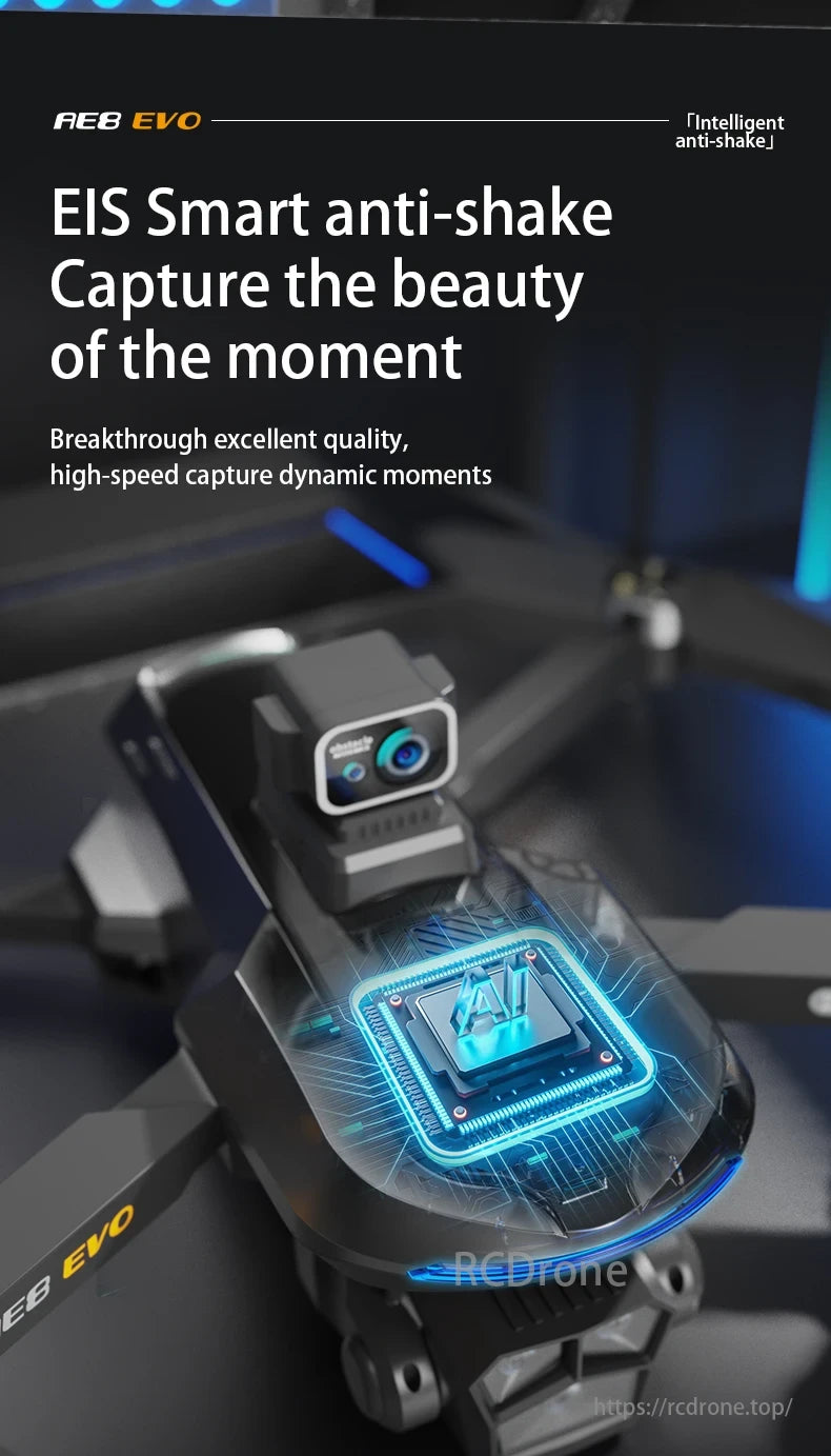 AE8 Drone, EIS Smart anti-shake captures beauty, breakthrough quality, high-speed dynamic moments.