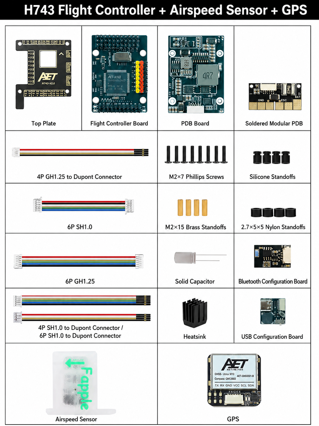 AeroEggTech AET-H743-Basic H743 Kontroler lotu do ArduPilot Fixed-Wing/VTOL, 10A BEC, Podwójny IMU