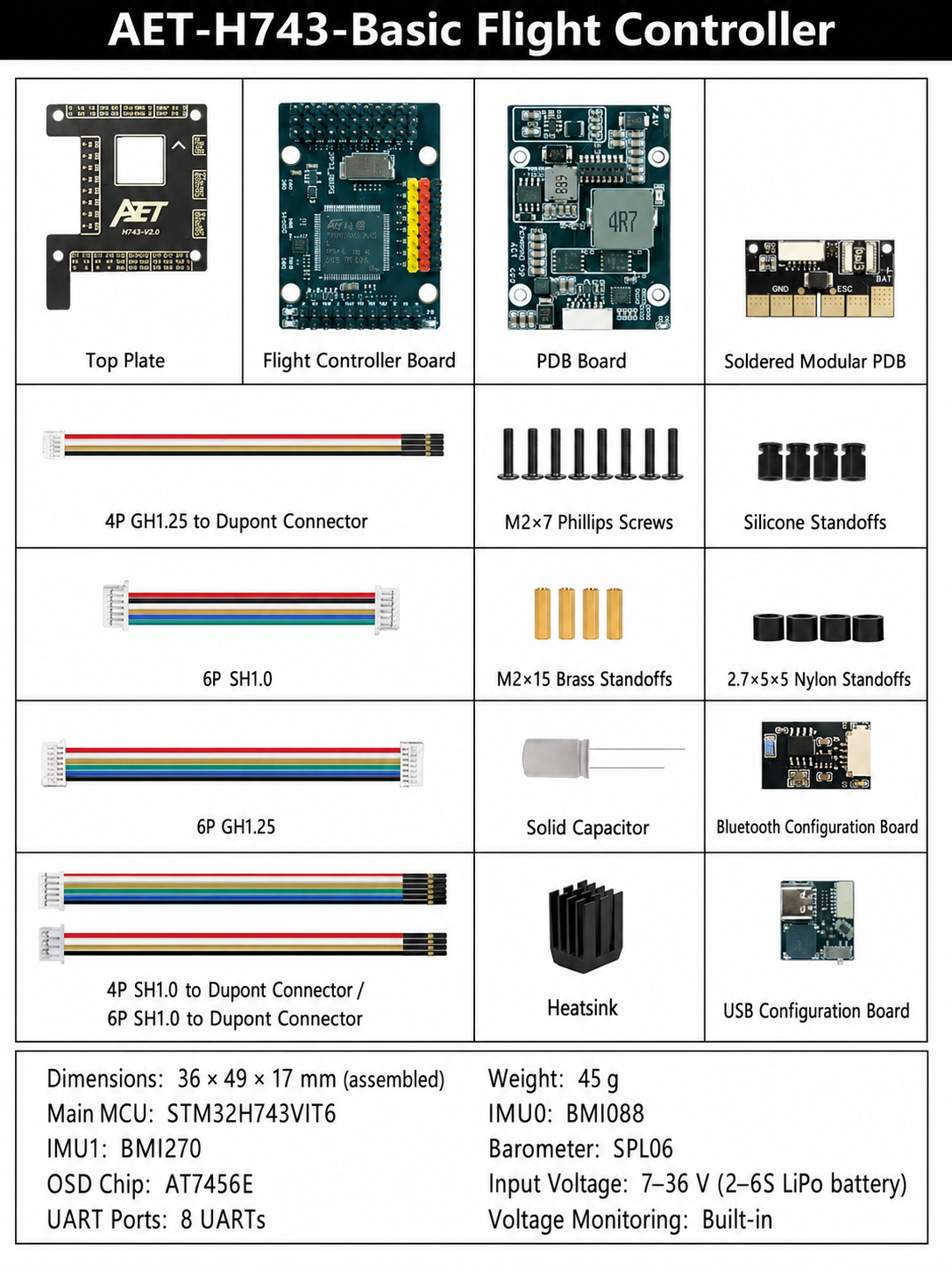 AeroEggTech AET-H743-Basic H743 Kontroler lotu do ArduPilot Fixed-Wing/VTOL, 10A BEC, Podwójny IMU