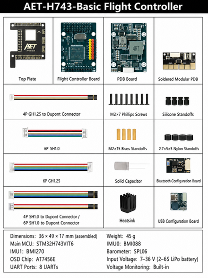 AeroEggTech AET-H743-Basic H743 Kontroler lotu do ArduPilot Fixed-Wing/VTOL, 10A BEC, Podwójny IMU