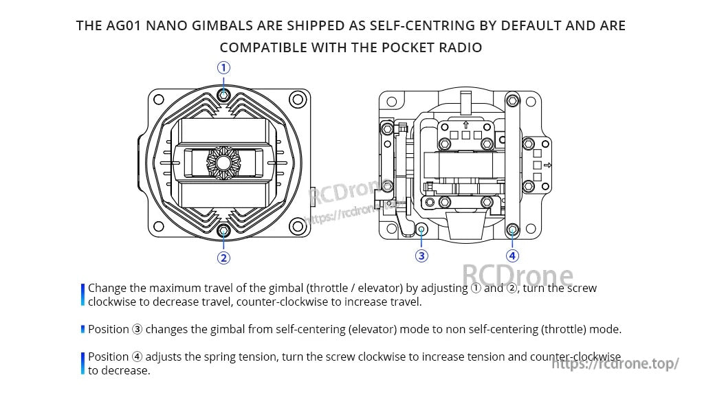 AG01 NANO CNC Hall Gimbals for Pocket Radio