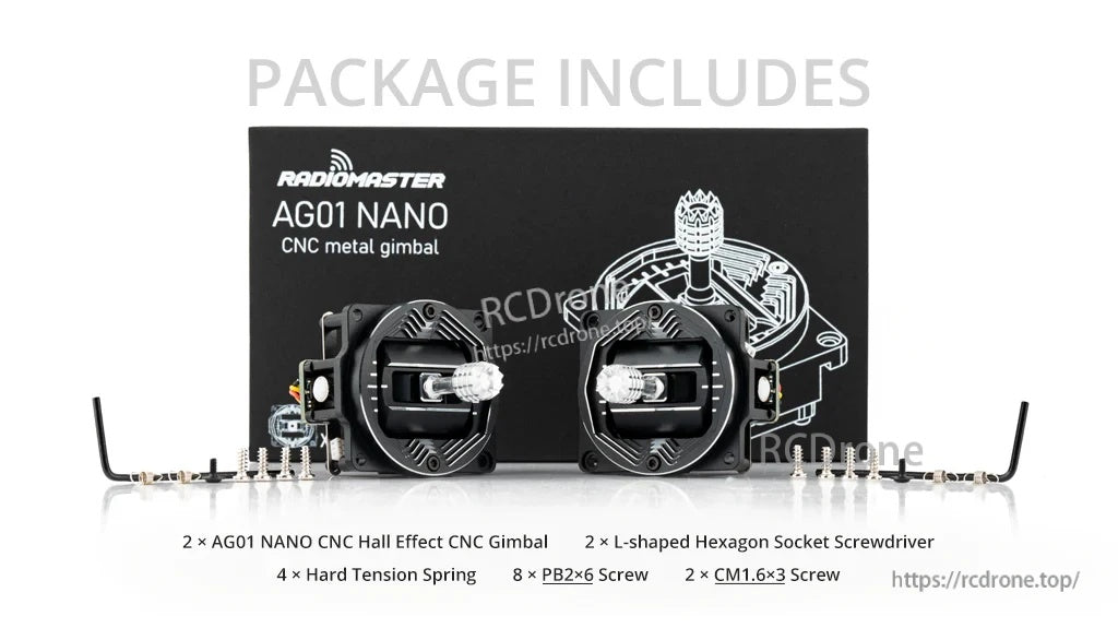 AG01 NANO CNC Hall Gimbals for Pocket Radio