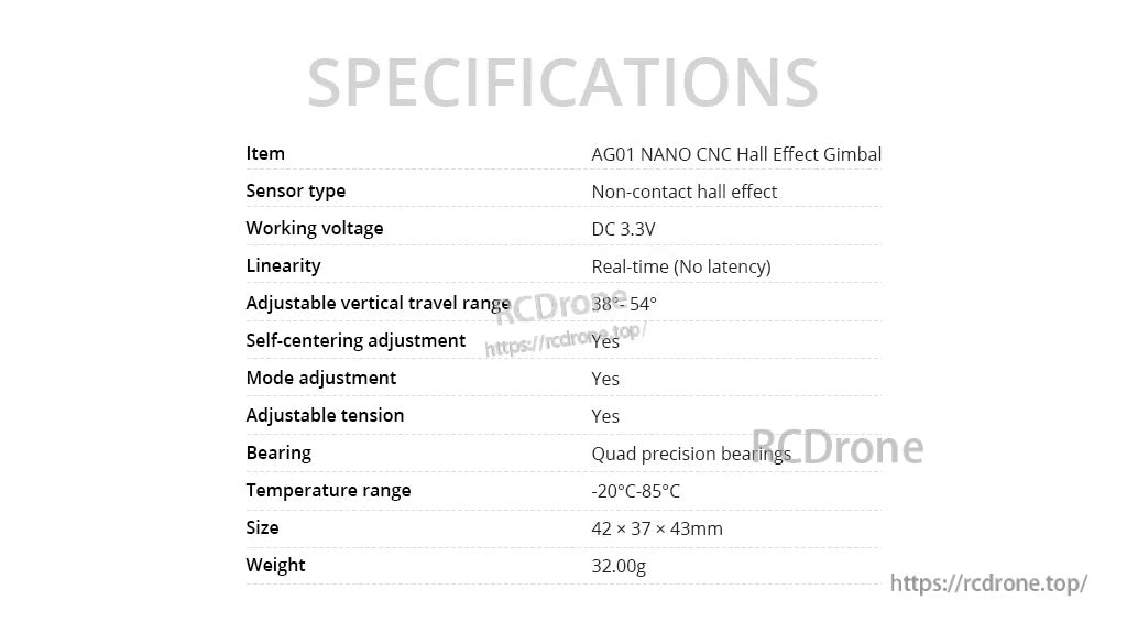 AG01 NANO CNC Hall Gimbals for Pocket Radio