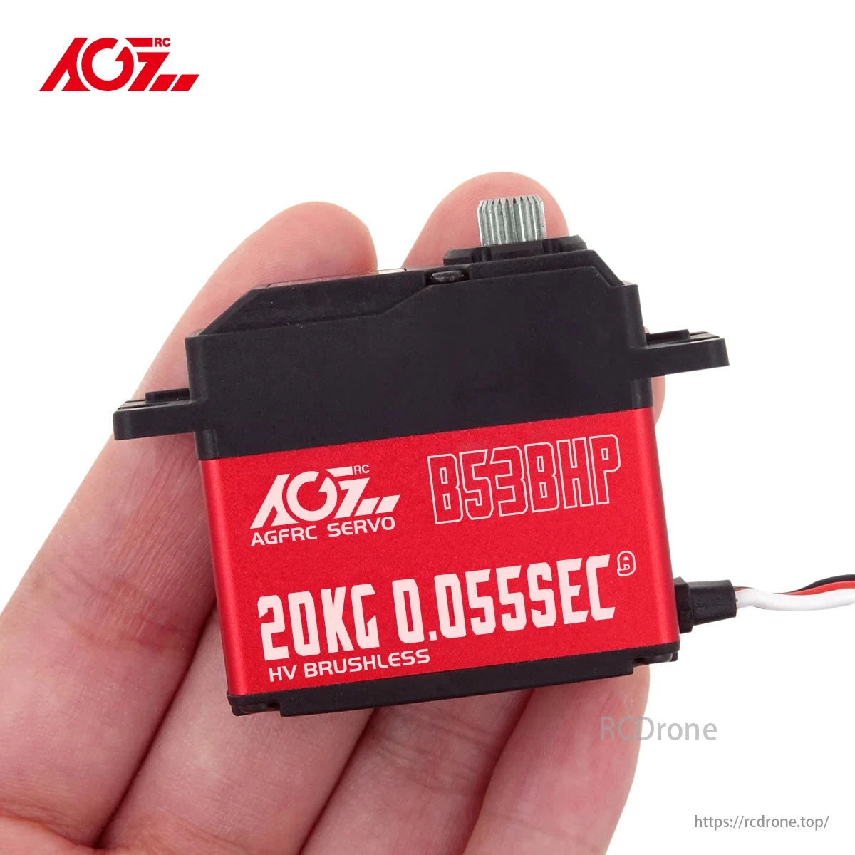 AGFRC B53BHP V2 - Servo RC senza spazzole HV 20KG Servo standard digitale programmabile con ingranaggi in acciaio aggiornato per 1/10 RC Car Boat Crawler