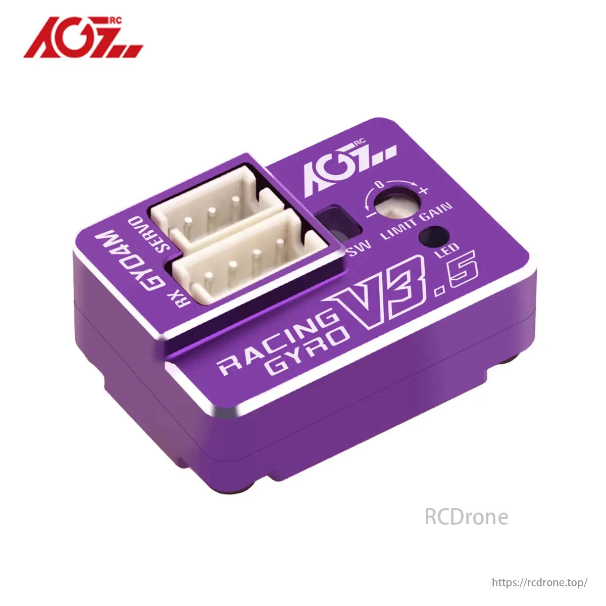 AGFRC GY04M V3.5 (paars) aluminium behuizing - Hoge stabiliteit Mini Dual Gain Steering Tuned Gyro voor Mini-Z Car Drift F1 Touring Offroad