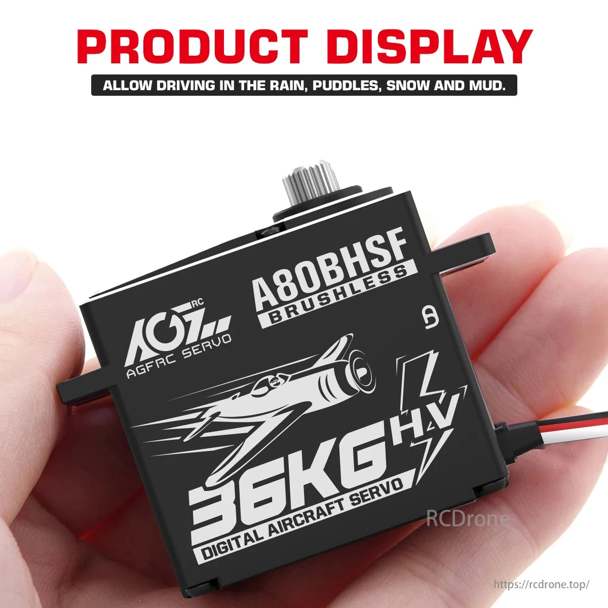 AGFRC Servo A80BHSF - 36 كجم HV سرعة عالية وعزم دوران عالي بدون فرشاة مؤازرة طائرات قياسية قابلة للبرمجة لطائرة RC 30-200CC