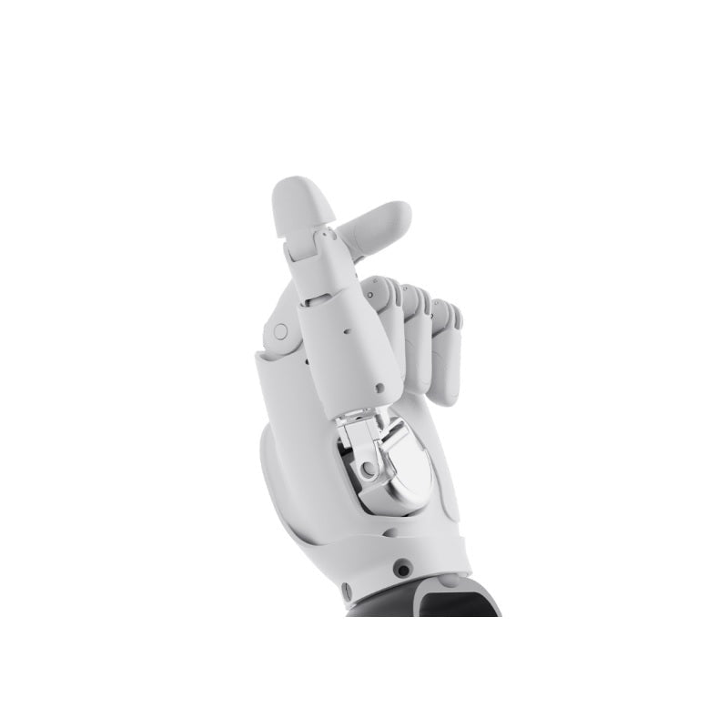 AGIBOT OmniHand 2025 Robot Hand, AGIBOT OmniHand 2025 robotic hand with white articulated fingers and thumb in a precision grip pose
