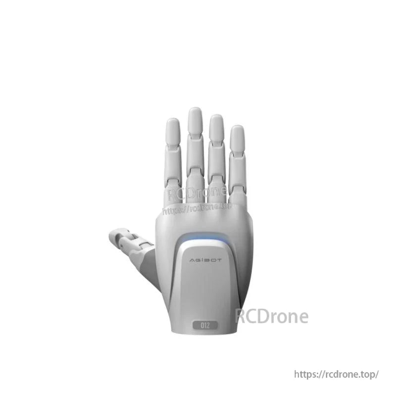 AGIBOT OmniHand Pro dexterous robotic hand in white with five articulated fingers and AGIBOT logo on the palm