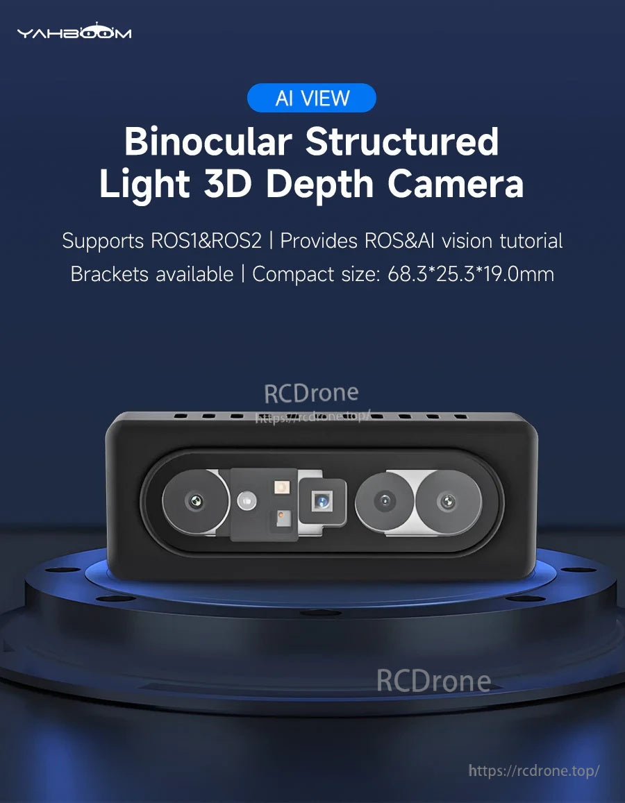 Yahboom AI VIEW binocular structured light 3D depth camera for ROS robots, front view