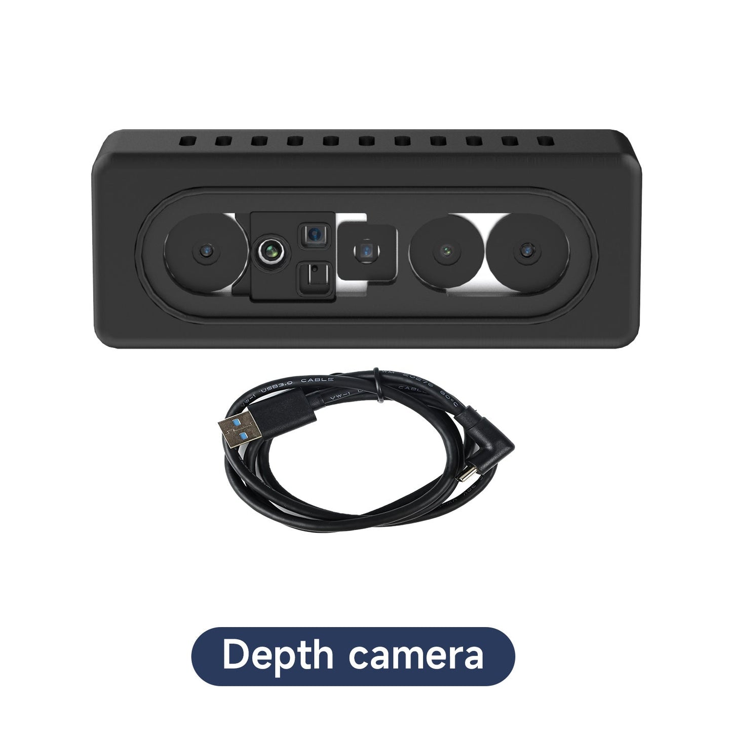 Yahboom AI VIEW 3D depth camera front view with USB cable and "Depth camera" label