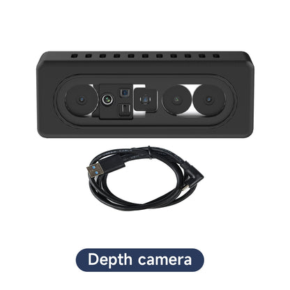 Yahboom AI VIEW 3D depth camera front view with USB cable and "Depth camera" label