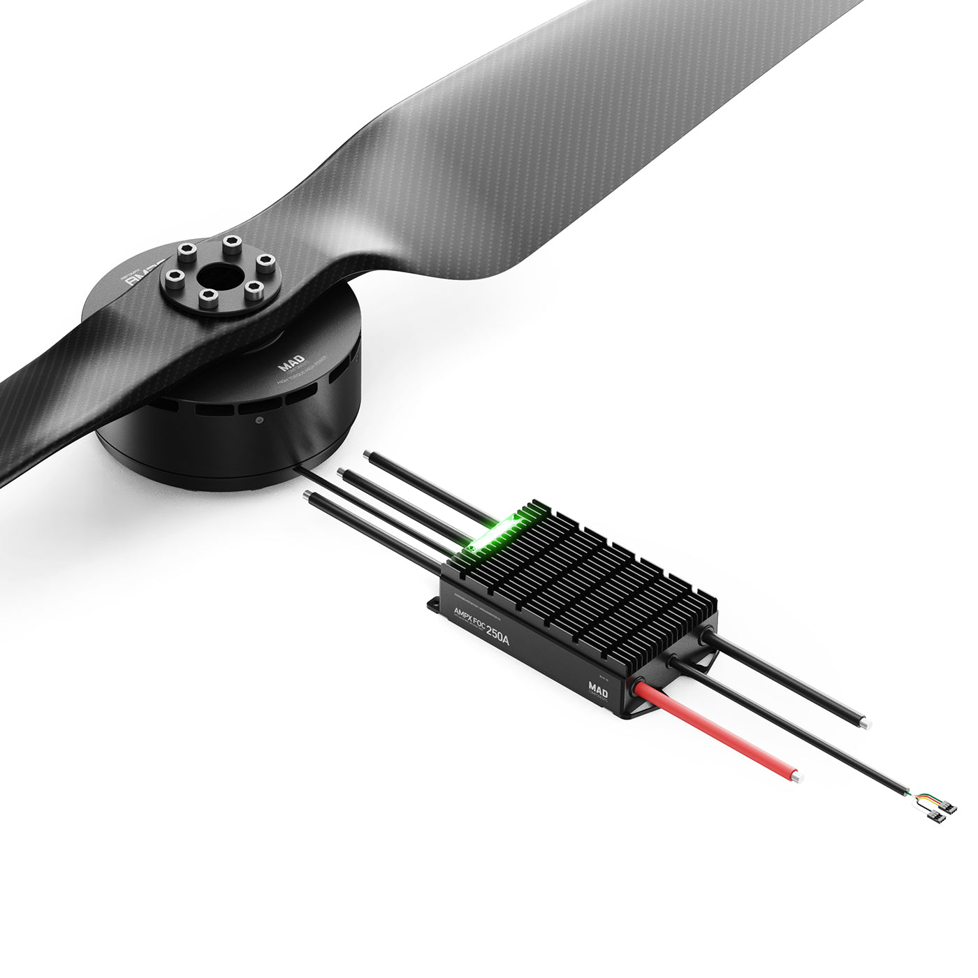 MAD AM30 43KV Power System Kit Power System Kit, MAD AM30 43KV power system kit with brushless motor, propeller, and finned ESC with wiring leads