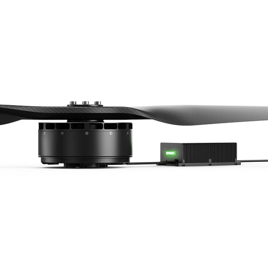 MAD AM40 power system kit with AM40 motor, large propeller, and AMPX FOC ESC module with green status light