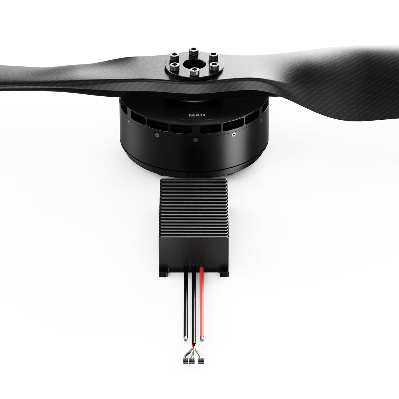 MAD AeroMax 40 power system kit with brushless motor, carbon propeller, and ESC with wiring leads