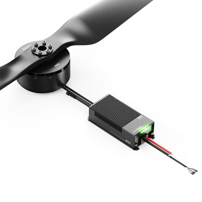 MAD AM50 9.5KV Power System Kit (Motor, MAD AM50 brushless motor with propeller connected to finned ESC, showing power leads and signal connector