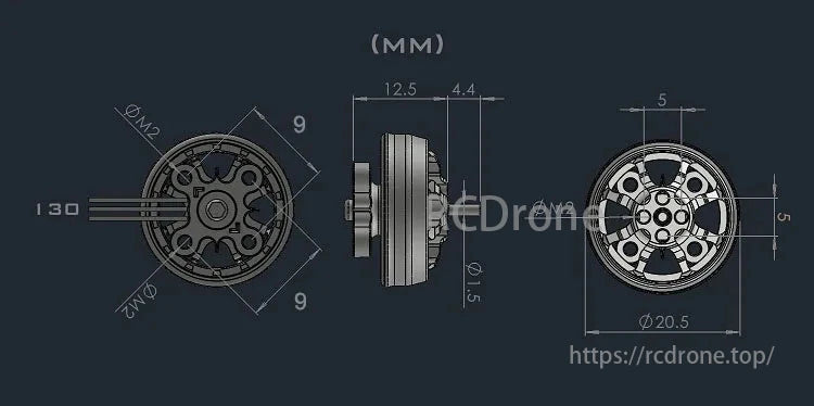 AMAX 1504 Brushless Motor for 2.5-4 Inch FPV Racing Drones, with 3000KV/6000KV, Φ1.5mm shaft, compatible with 3-6S batteries.